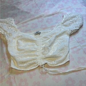 Hollister White Puff-Sleeve Crop Top